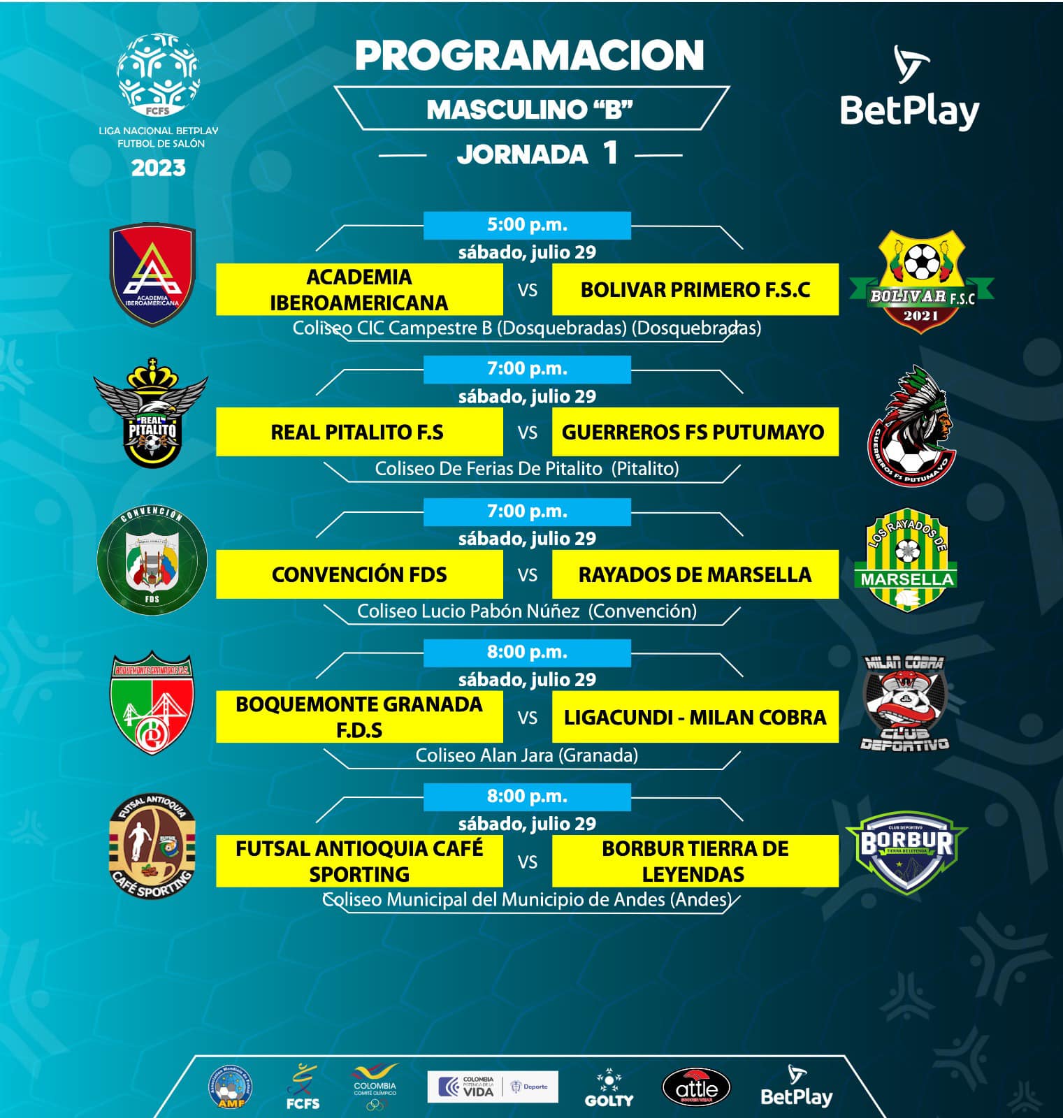 Inicia la Liga Masculina Categoria B de Futbol de Salón